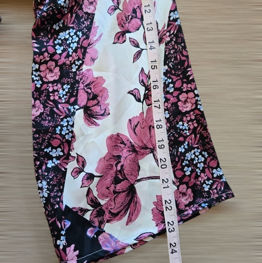 Forever 21 Floral Bell Sleeve Tie Front Cropped Blouse Size Large - Picture 8 of 10